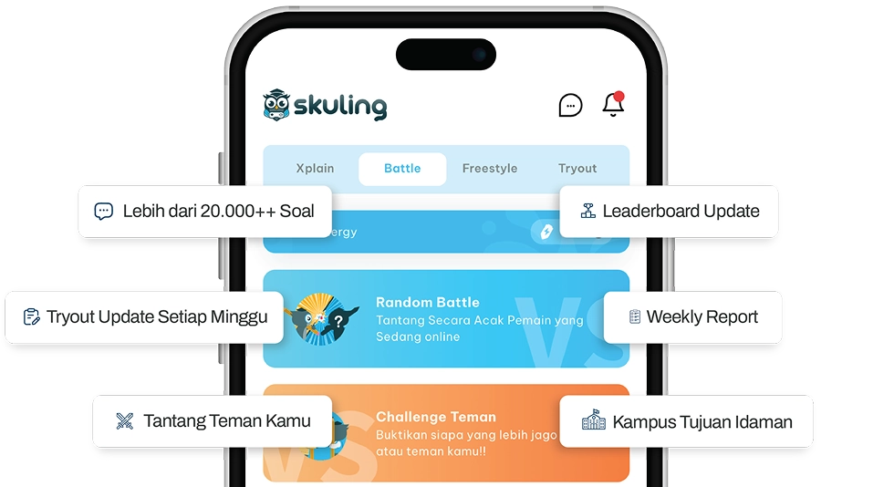 lolos ujian sekolah Mockup aplikasi Skuling