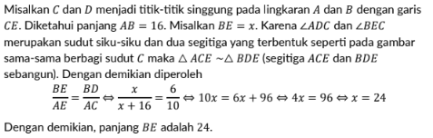 pembahasan garis singgung lingkaran