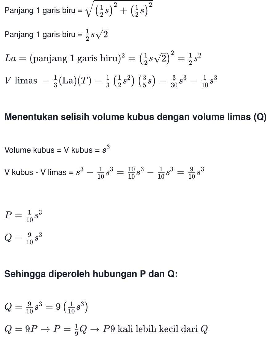 cara menentukan selisih volume kubus dan limas